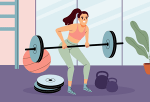 Woman performing weightlifting exercises to build strength and fitness
