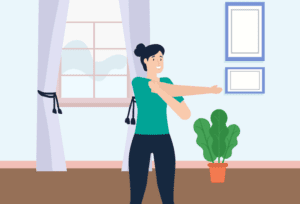 Woman performing stretching exercises to improve physical performance.