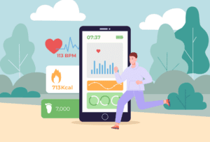 Fitness enthusiast using wearable devices to track and monitor health indicators during daily activities.