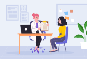 Doctor explaining preventive screening results to a patient.