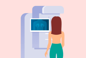 Woman undergoing a mammogram to screen for breast cancer