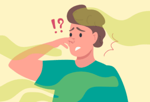 Man experiencing smells that aren’t present, a condition known as phantosmia