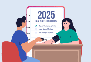 Woman making a resolution to undergo essential health screening in 2025.