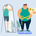 Obese man with diabetes working to lose weight to better manage his condition and improve health.