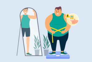 Obese man with diabetes working to lose weight to better manage his condition and improve health.