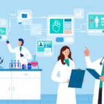 Scientist in a clinical laboratory analyzing data to advance medical research.