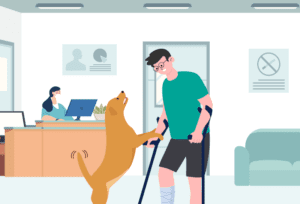 Patient experiencing positive recovery using animal therapy as part of the healing process.