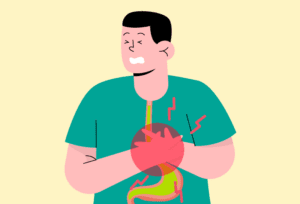 Man experiencing heartburn, a common symptom of GERD that may indicate a more serious underlying condition.