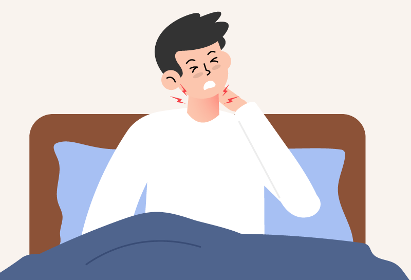 Man waking up with a stiff neck not likely caused by poor sleeping posture.