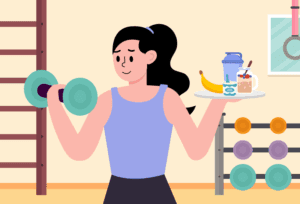Woman selecting nutritious foods to fuel her workout.