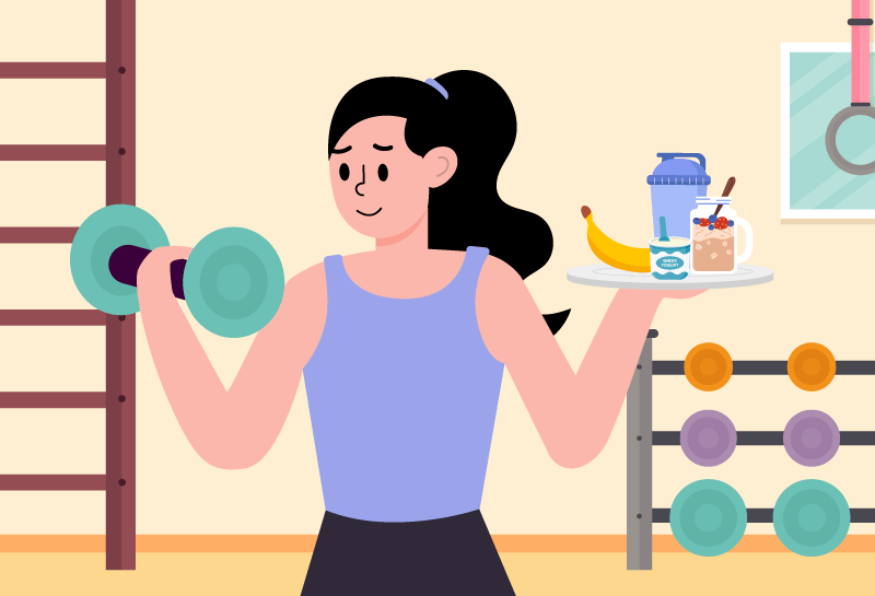 Woman selecting nutritious foods to fuel her workout.