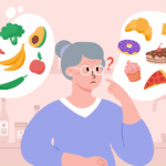 Woman reviewing various dietary choices to support menopause management.