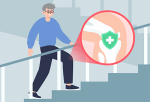 Stair climbing exercise to improve knee strength and joint health.