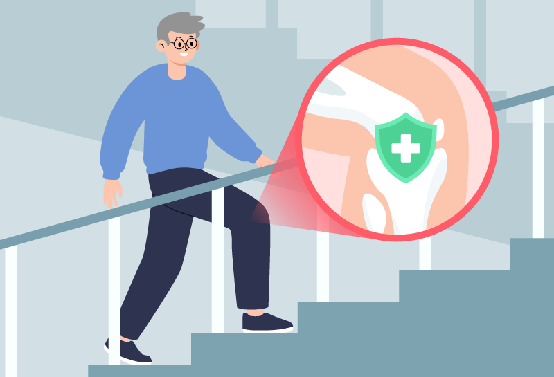 Stair climbing exercise to improve knee strength and joint health.