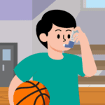 Child with asthma exercising with caution.