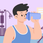 Preparing for a workout with a nutritional pre-workout supplement.