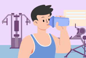 Preparing for a workout with a nutritional pre-workout supplement.