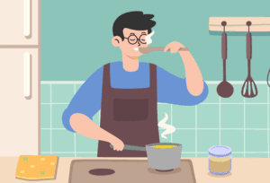Avid home cook preparing food with koji for its flavor-enhancing and health properties.