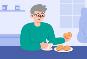 A senior enjoying a nutrition-rich tea break for healthy aging.