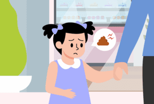 A child experiencing digestive discomfort related to constipation.