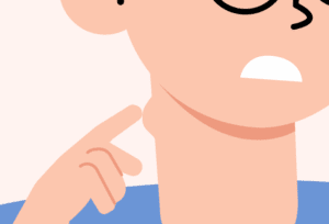 Man checking a lump on his neck that may indicate swollen lymph nodes.