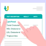 Health screening report displaying lipid panel results.