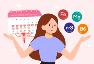 Woman exploring essential nutrients to support her body during menstruation.
