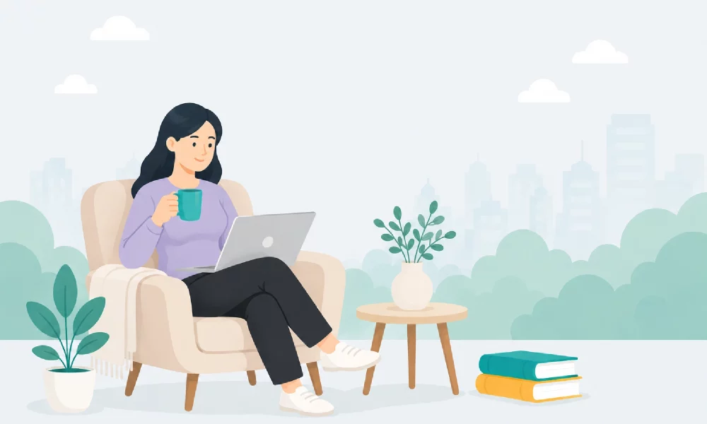 Women enjoying tea while reading health topics v2